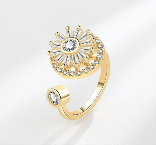 Szorongás elleni gyűrű - Napraforgó (Arany bevonat)